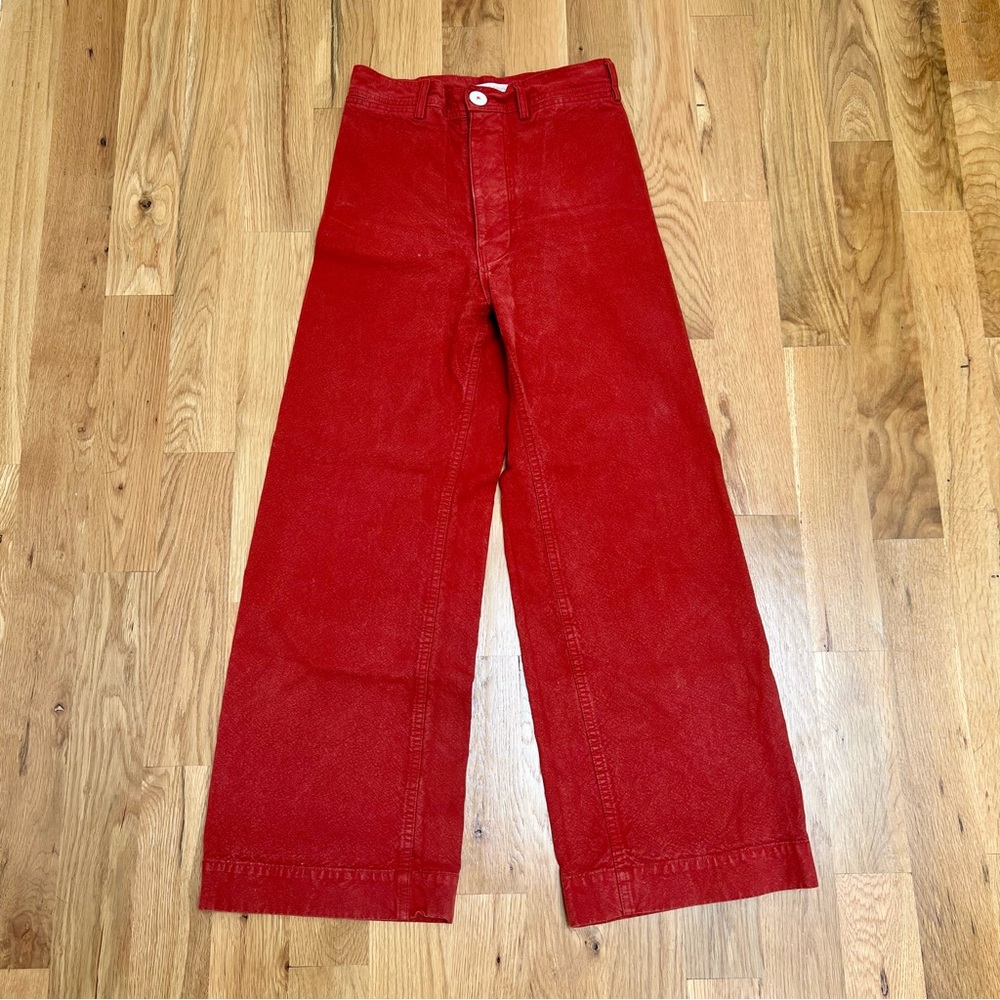 Jesse Kamm Red Wide-Leg Pants